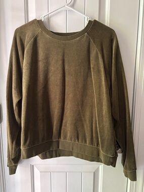 GAP Olive Green Velour Crewneck Sweatshirt